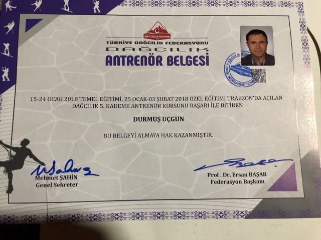 eğirdir haber,akın gazetesi,egirdir haberler,son dakika,Durmuş Uçgun'a Antrenörlük Belgesi