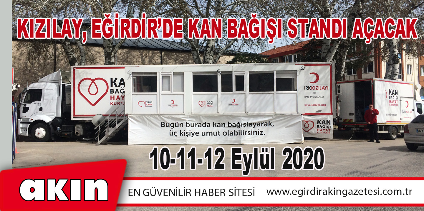 Kızılay, Eğirdir’de Kan Bağışı Standı Açacak