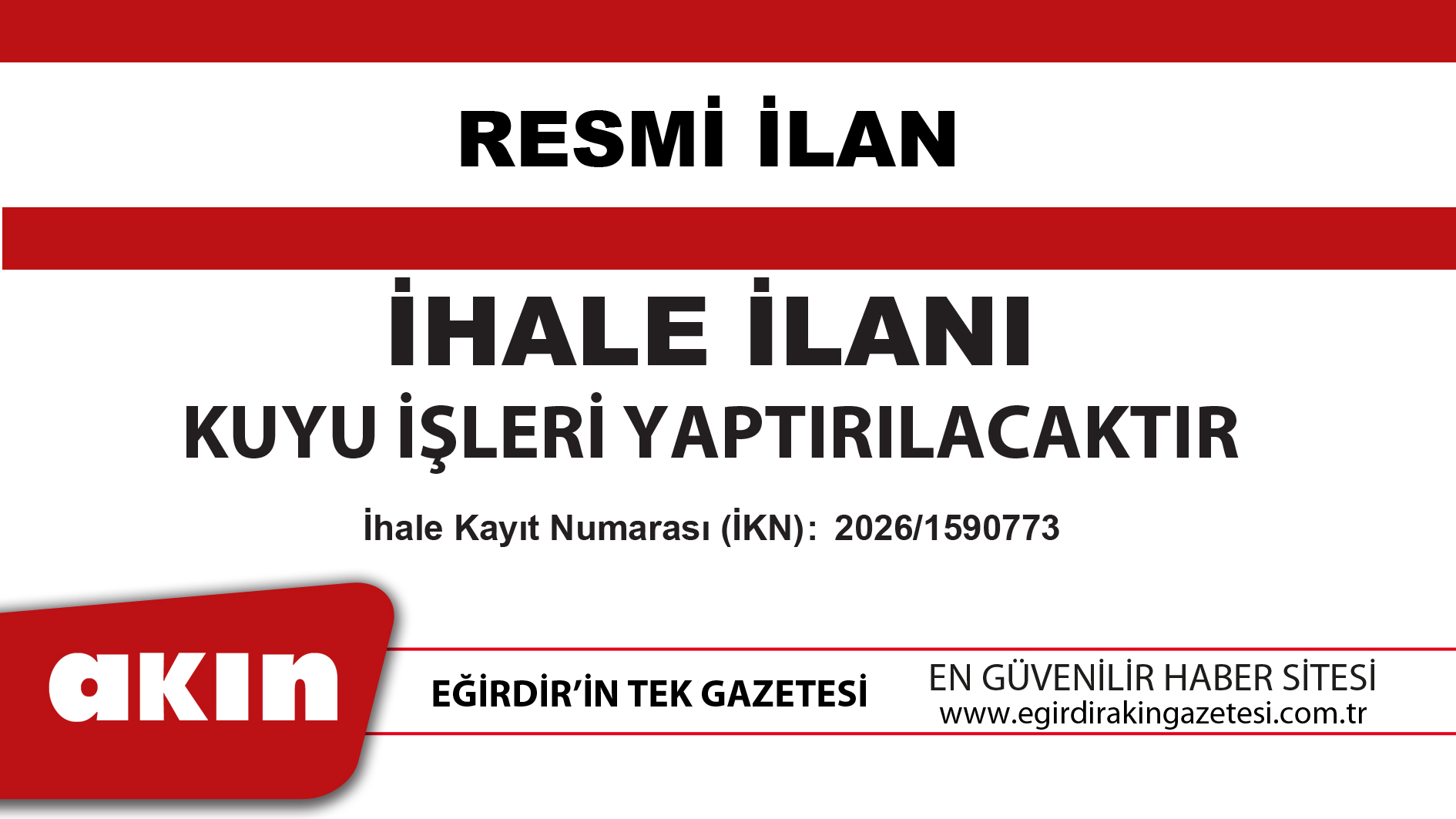 eğirdir haber,akın gazetesi,egirdir haberler,son dakika,İHALE İLANI