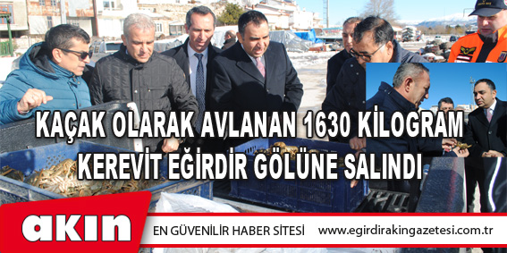 eğirdir haber,akın gazetesi,egirdir haberler,son dakika,Kaçak Olarak Avlanan 1630 Kilogram Kerevit Eğirdir Gölüne Salındı