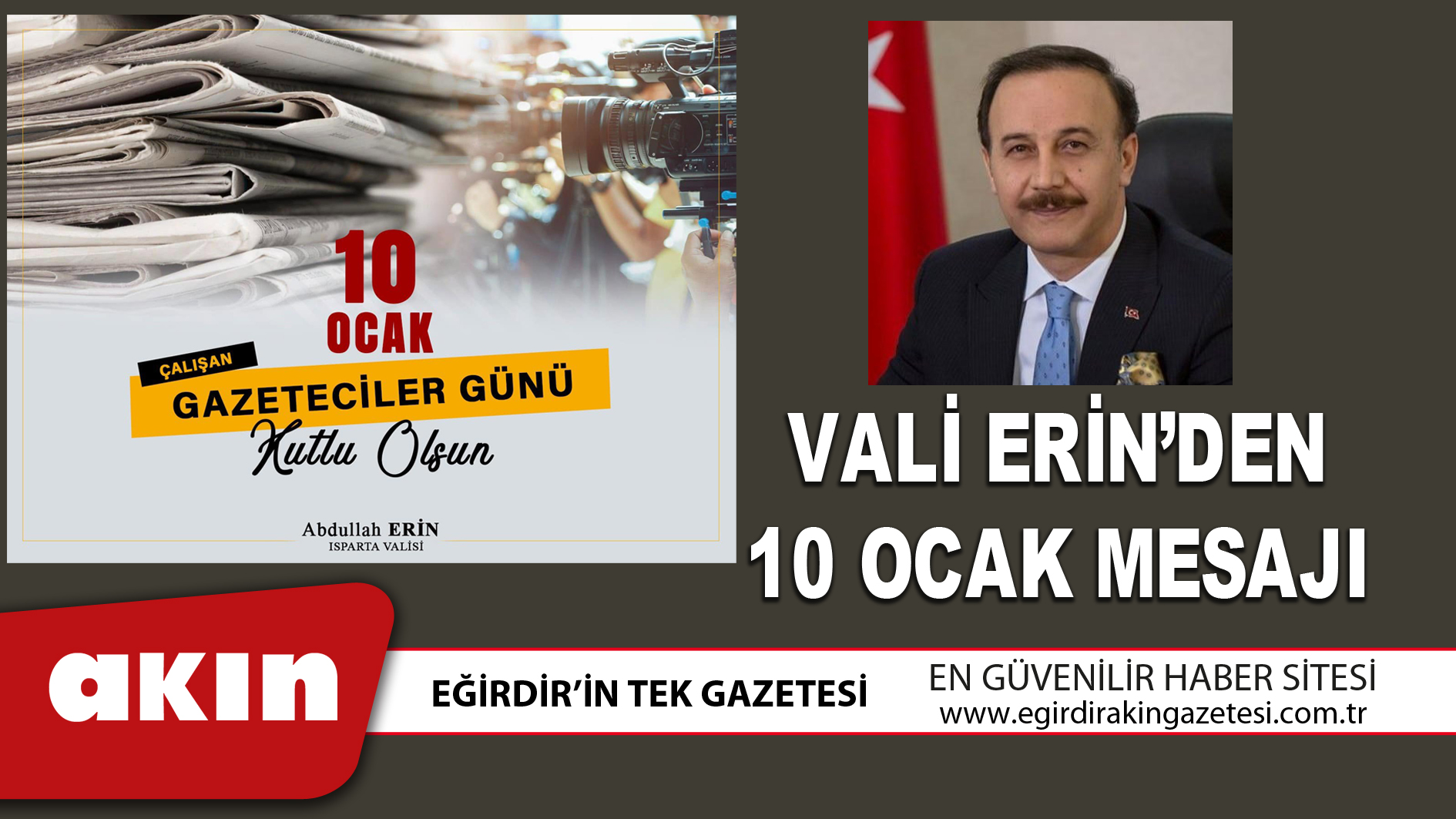 VALİ ERİN’DEN 10 OCAK MESAJI