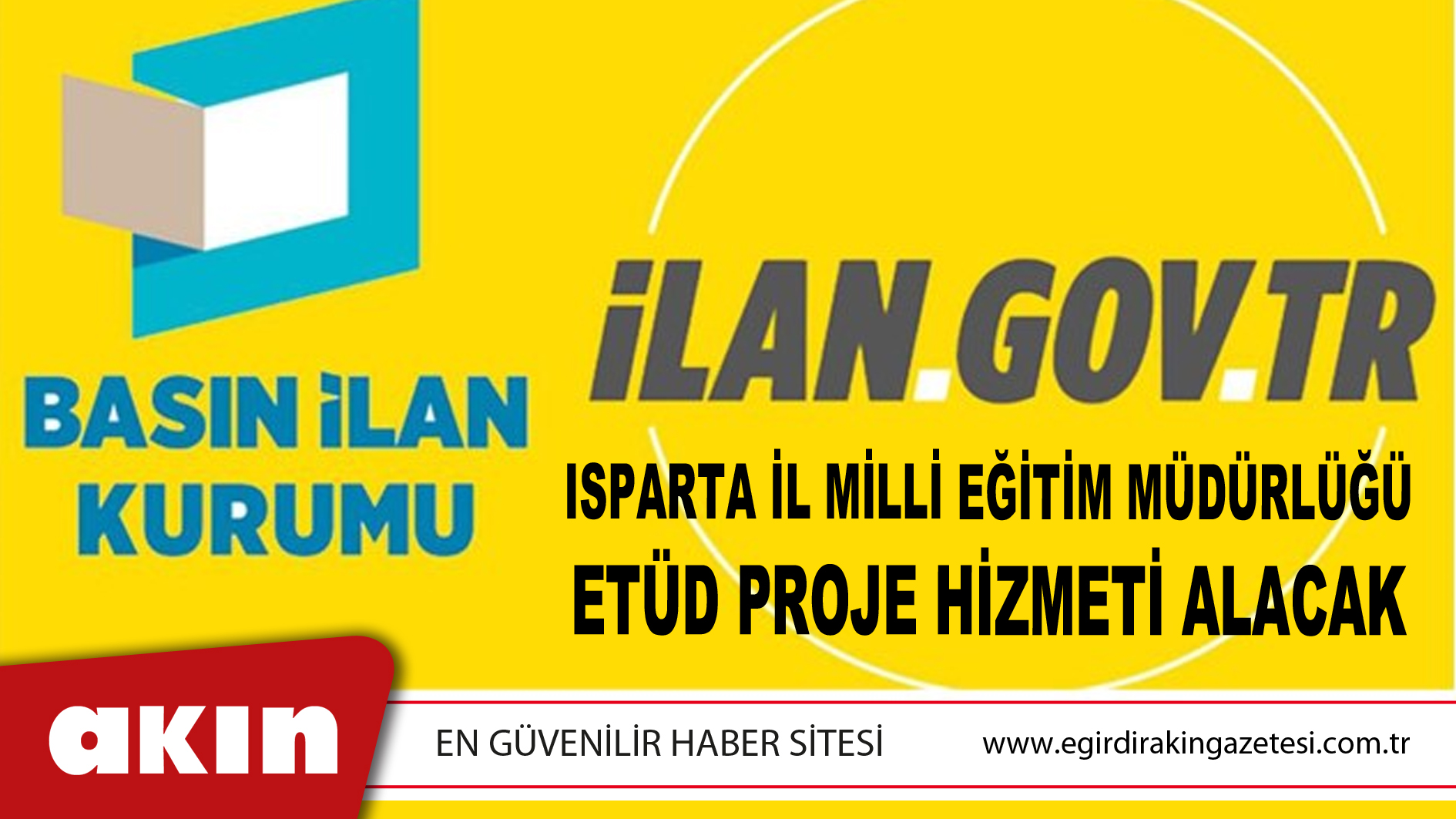 Isparta İl Milli Eğitim Müdürlüğü Etüd Proje Hizmeti Alacak