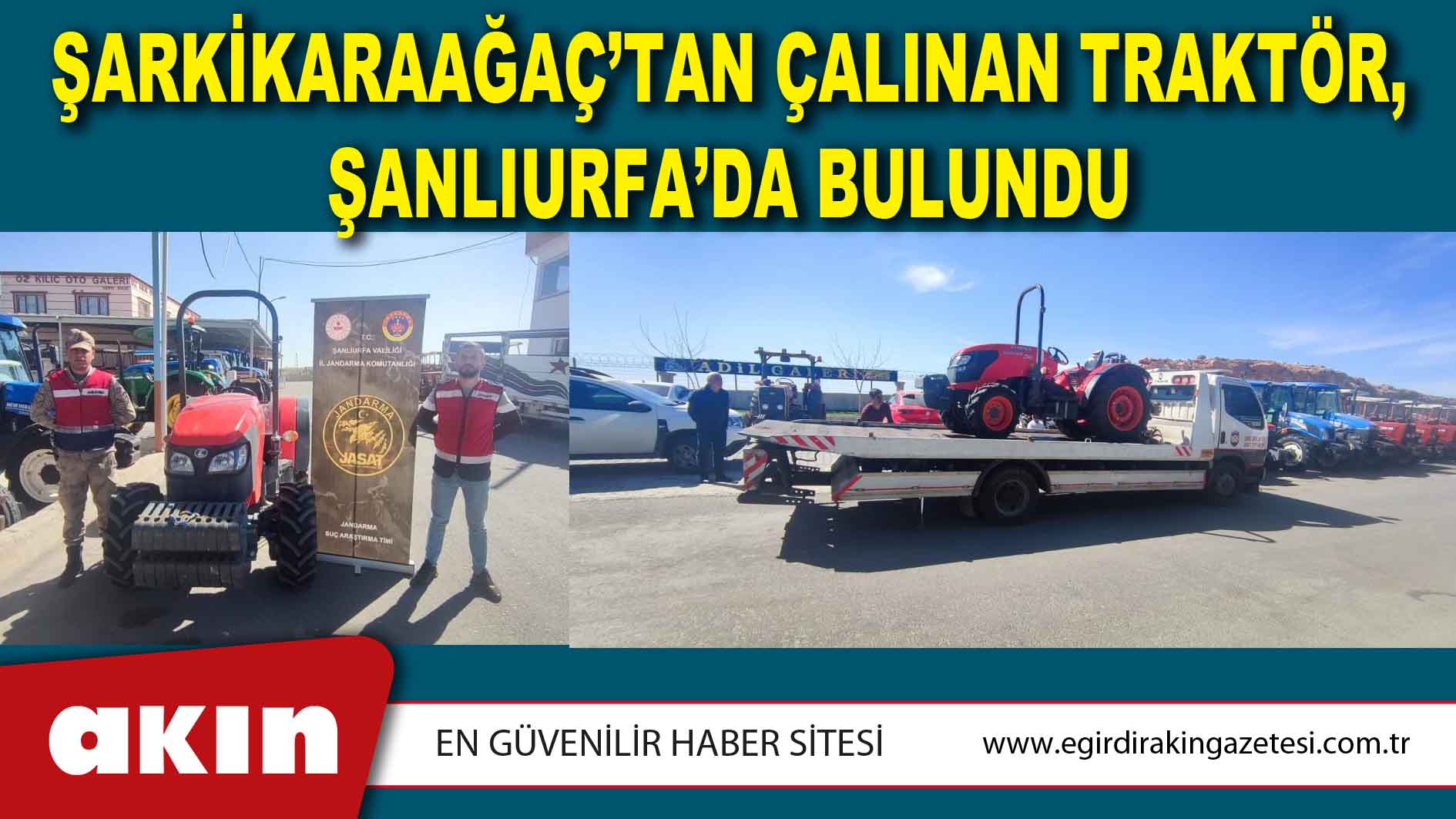 Şarkikaraağaç’tan Çalınan Traktör, Şanlıurfa’da Bulundu