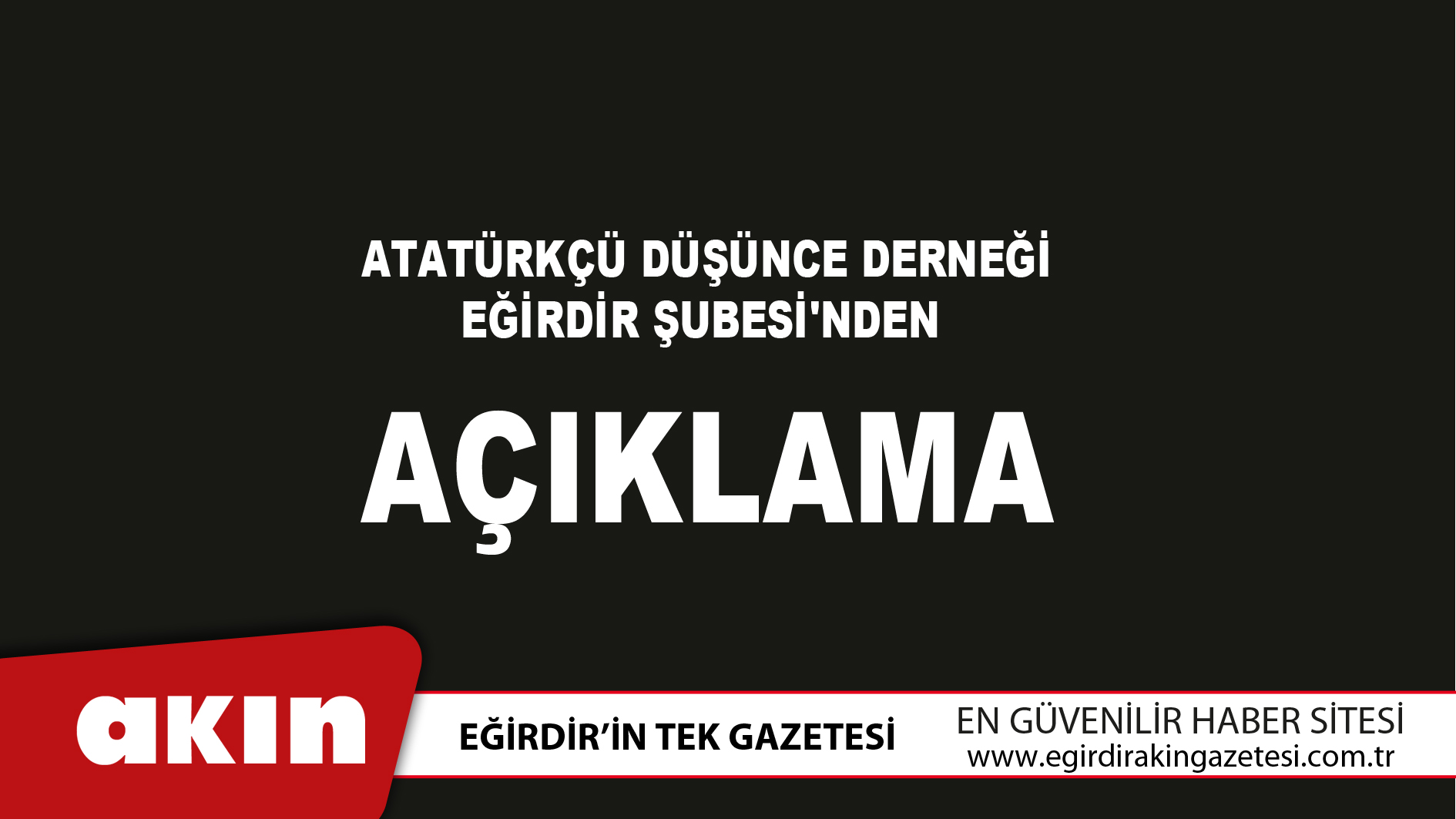 ADD Eğirdir Şubesi'nden Açıklama