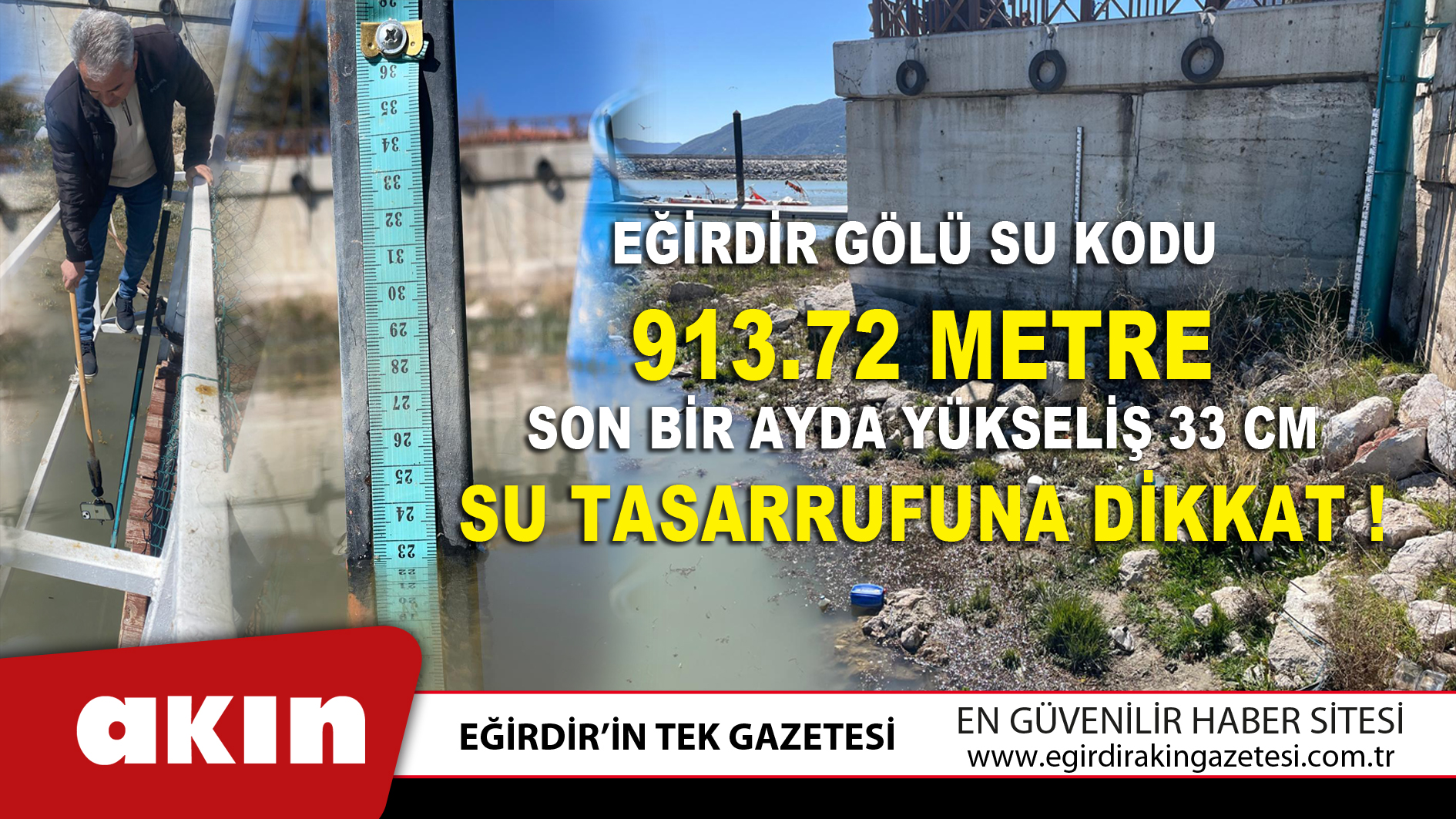 Eğirdir Gölü Su Kodu 913.72 Metre