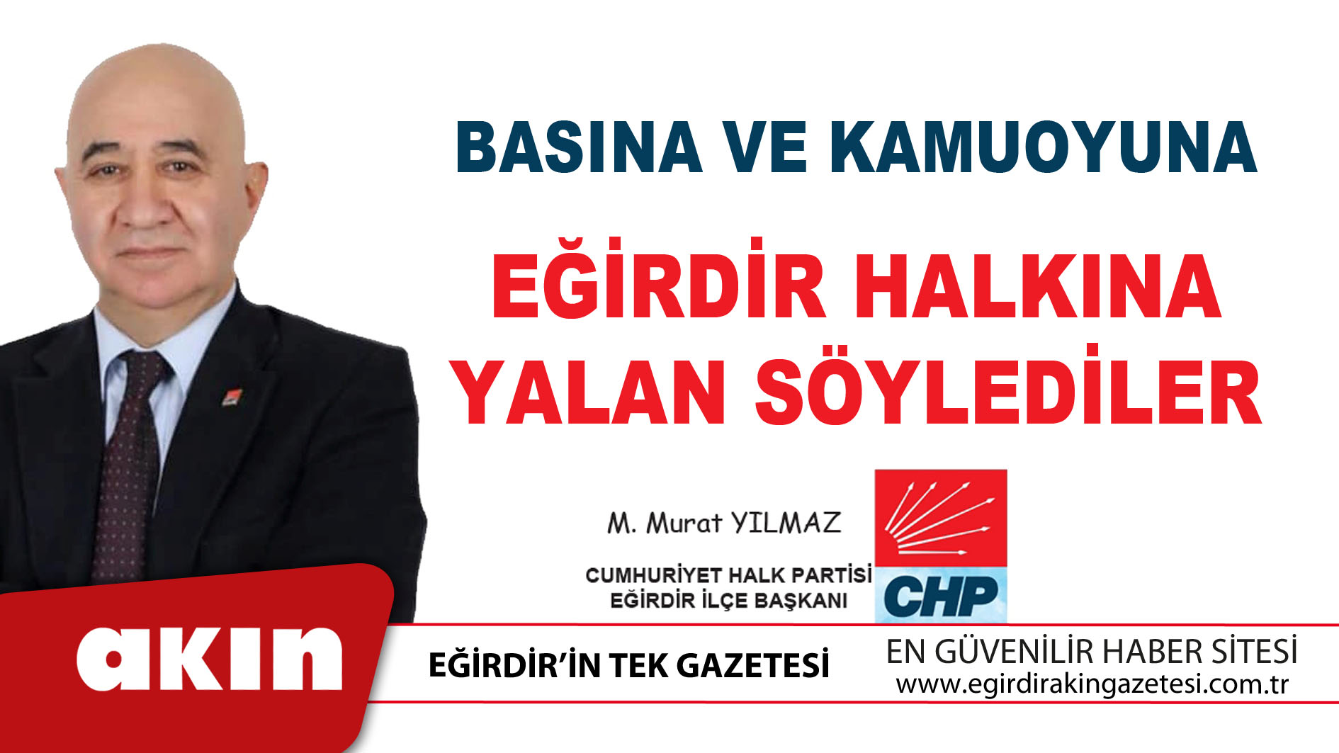 CHP İlçe Başkanı M.Murat Yılmaz'dan açıklama