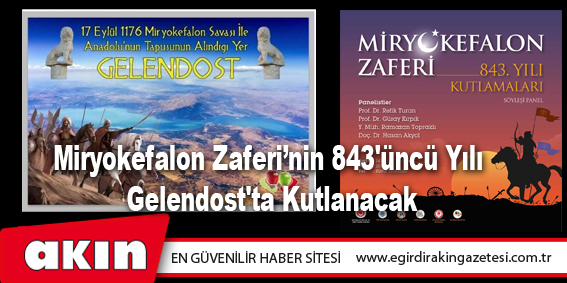 eğirdir haber,akın gazetesi,egirdir haberler,son dakika,Miryokefalon Zaferi’nin 843'üncü Yılı Gelendost'ta Kutlanacak