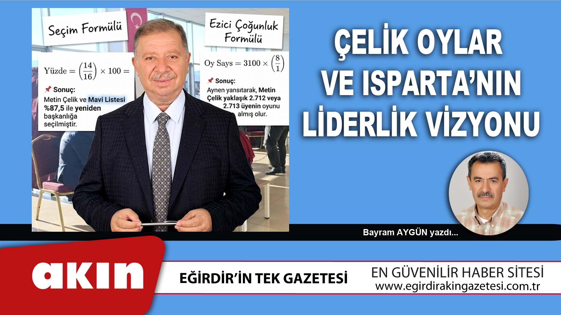 eğirdir haber,akın gazetesi,egirdir haberler,son dakika,Çelik Oylar Ve Isparta’nın Liderlik Vizyonu