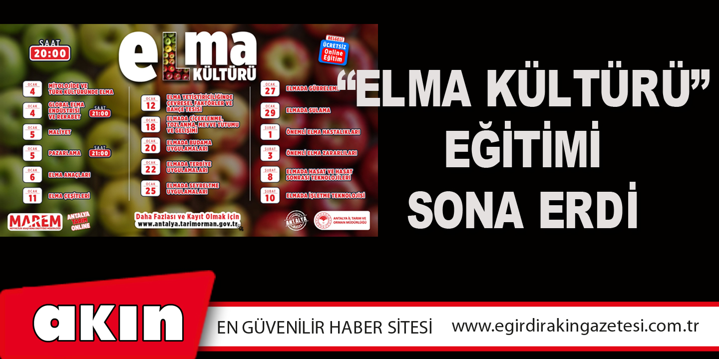 “ELMA KÜLTÜRÜ” EĞİTİMİ SONA ERDİ