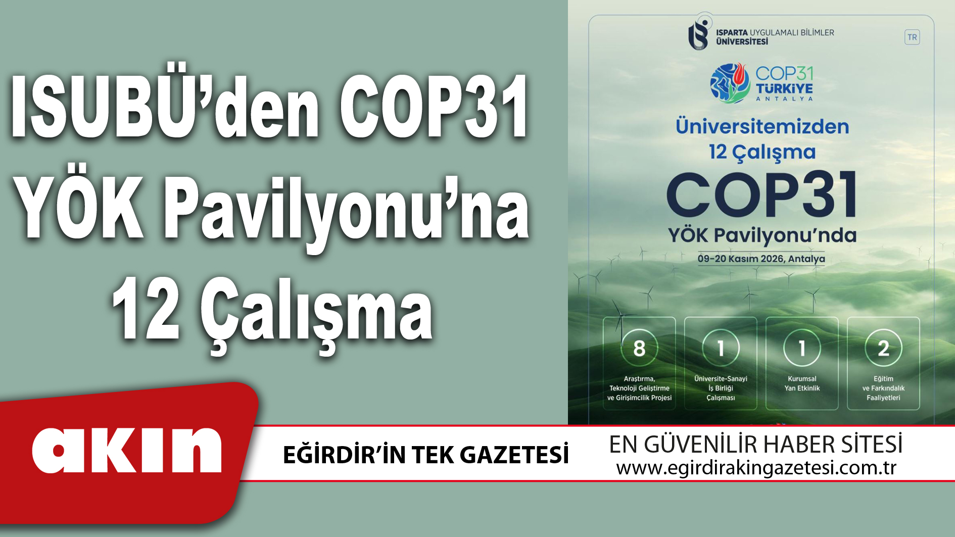 ISUBÜ’den COP31 YÖK Pavilyonu’na 12 Çalışma