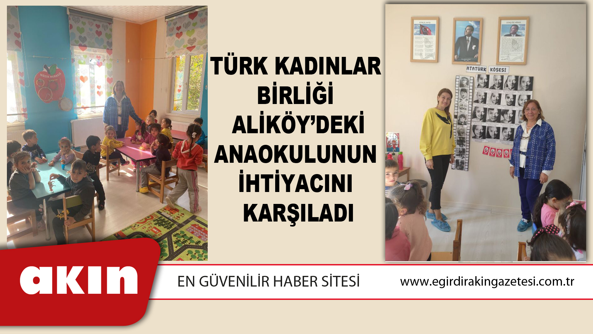 eğirdir haber,akın gazetesi,egirdir haberler,son dakika,Türk Kadınlar Birliği Aliköy’deki Anaokulunun İhtiyacını Karşıladı
