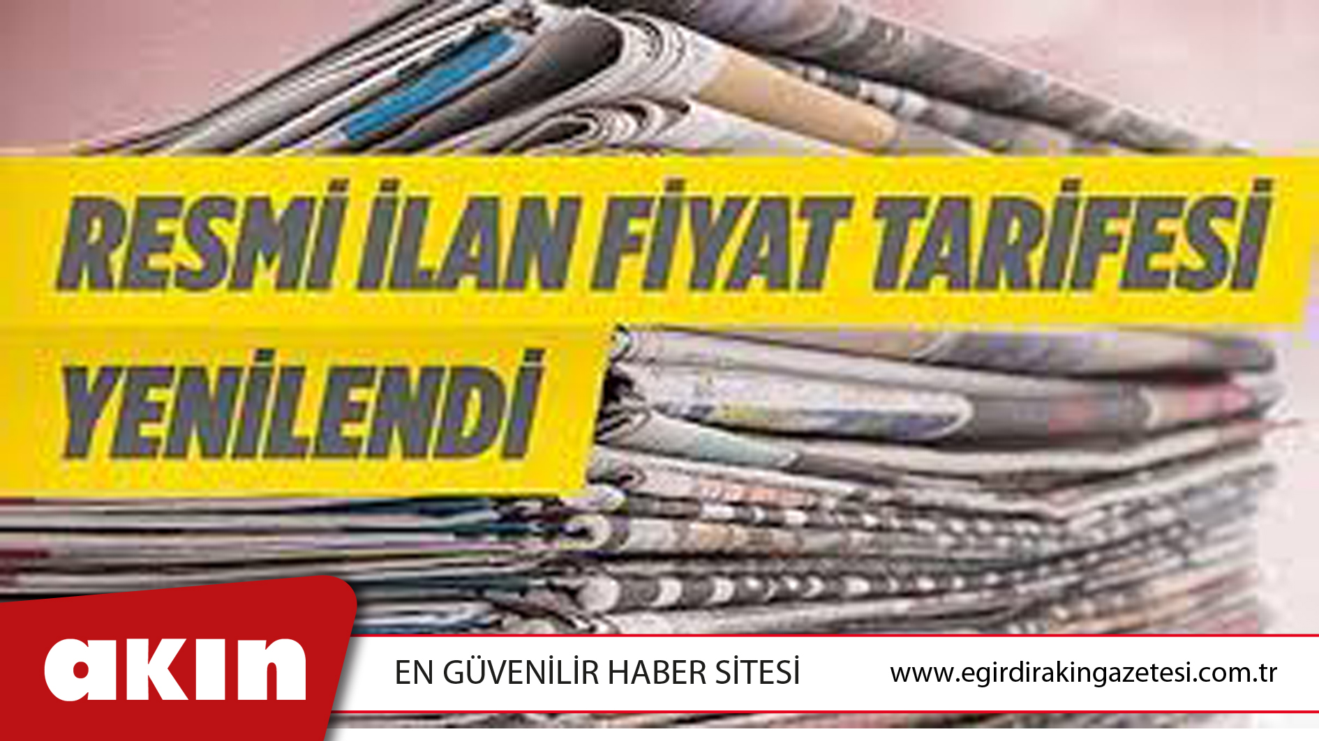 Resmi İlan Fiyat Tarifesi yenilendi
