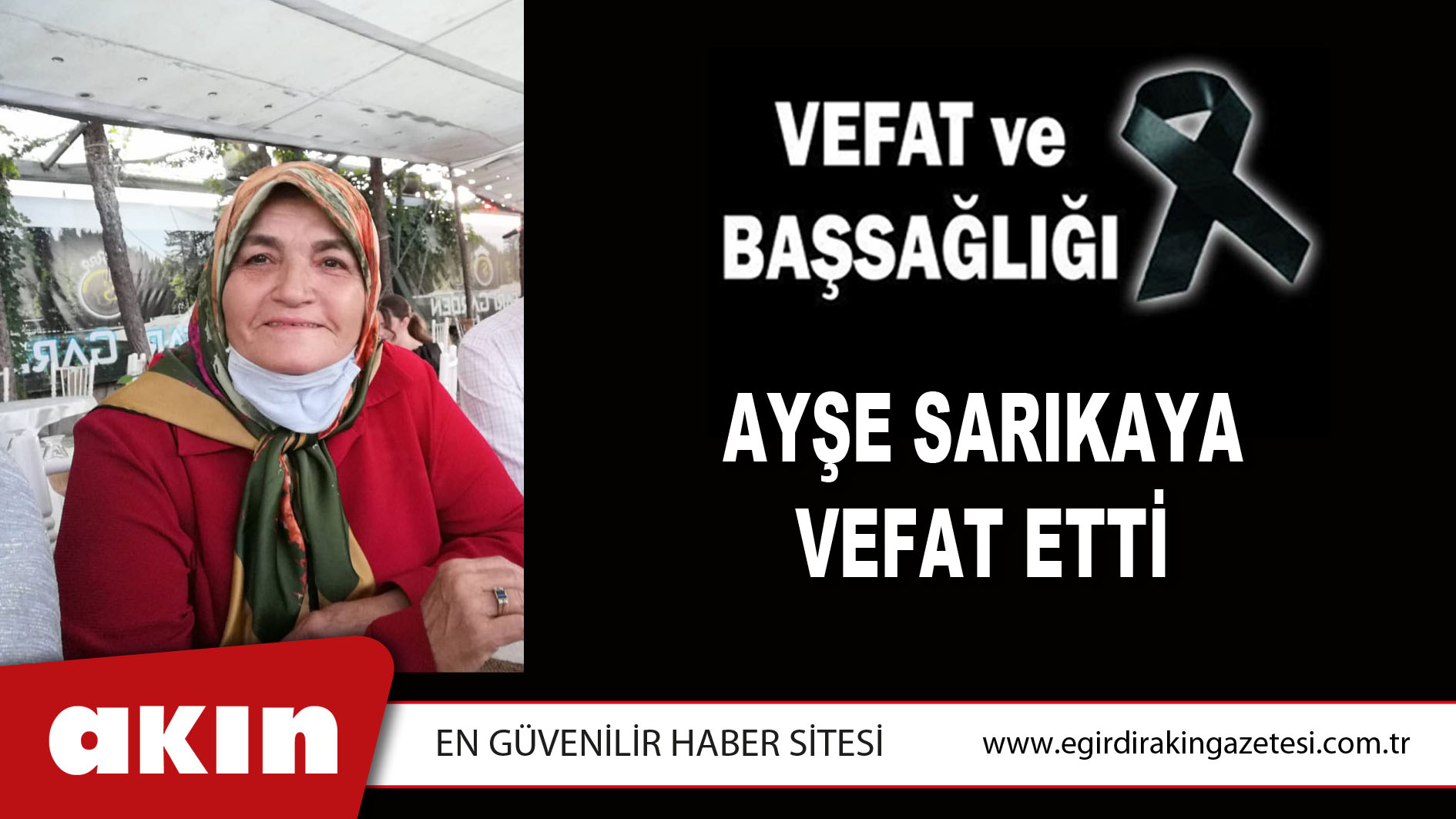 eğirdir haber,akın gazetesi,egirdir haberler,son dakika,AYŞE SARIKAYA VEFAT ETTİ