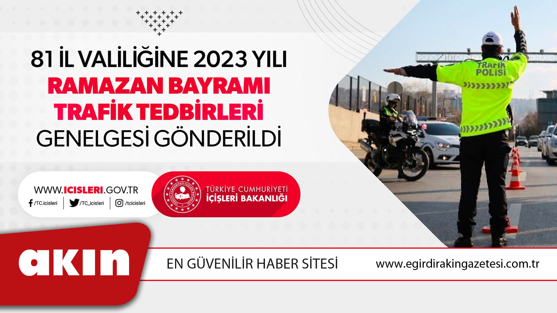 81 il valiliğine 2023 Yılı Ramazan Bayramı Trafik Tedbirleri genelgesi gönderildi