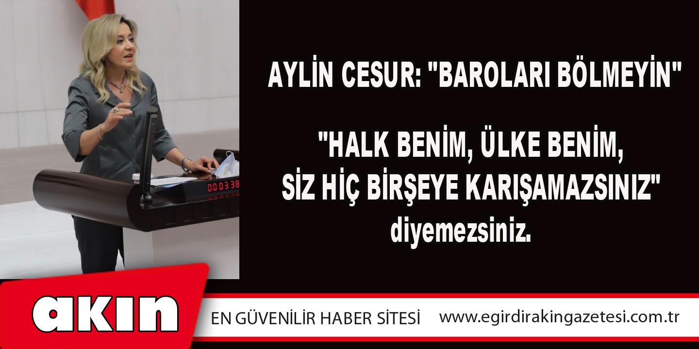 eğirdir haber,akın gazetesi,egirdir haberler,son dakika,Aylin Cesur: "Baroları Bölmeyin"