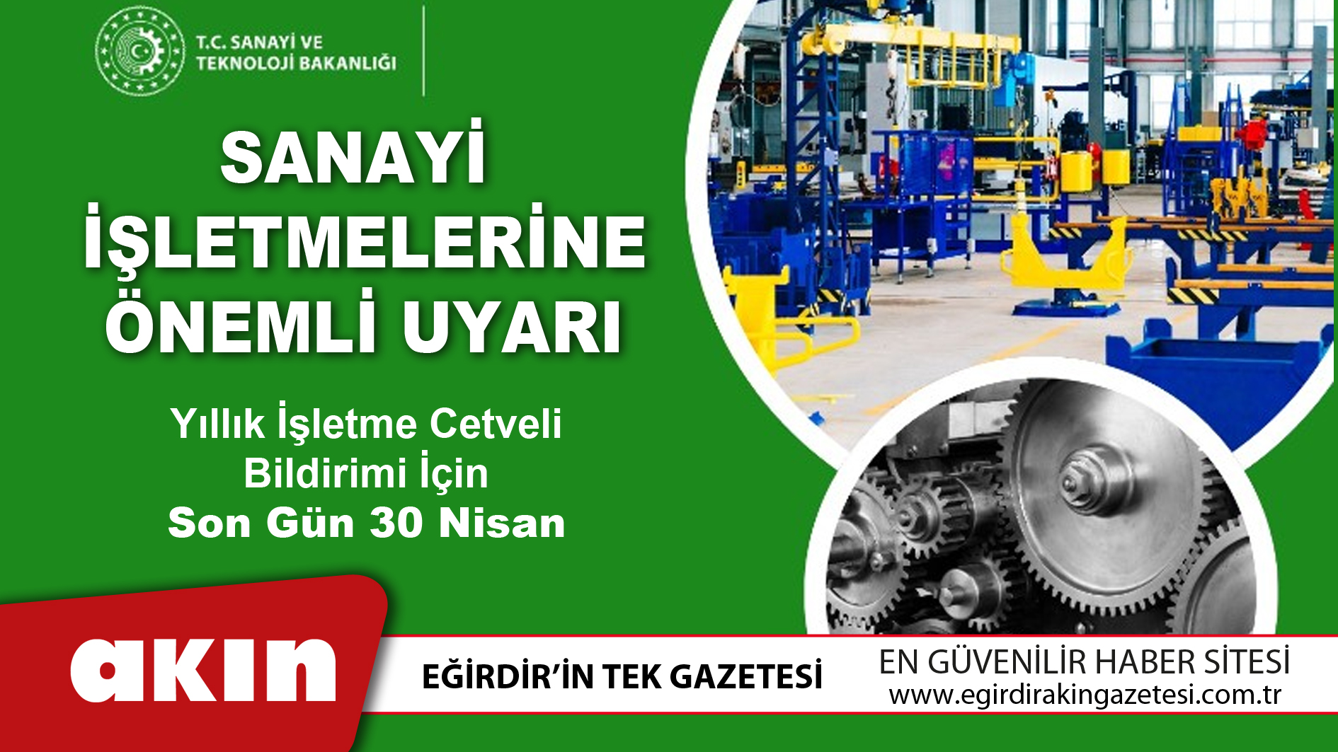 Sanayi İşletmelerine Önemli Uyarı