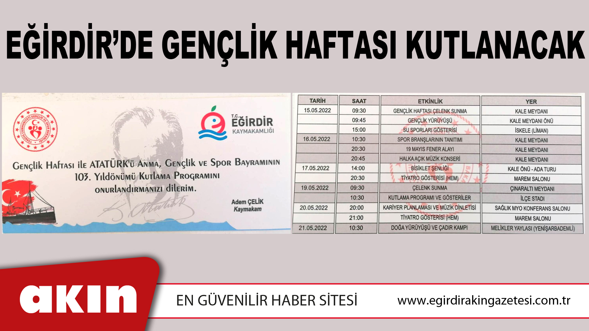 EĞİRDİR’DE GENÇLİK HAFTASI KUTLANACAK