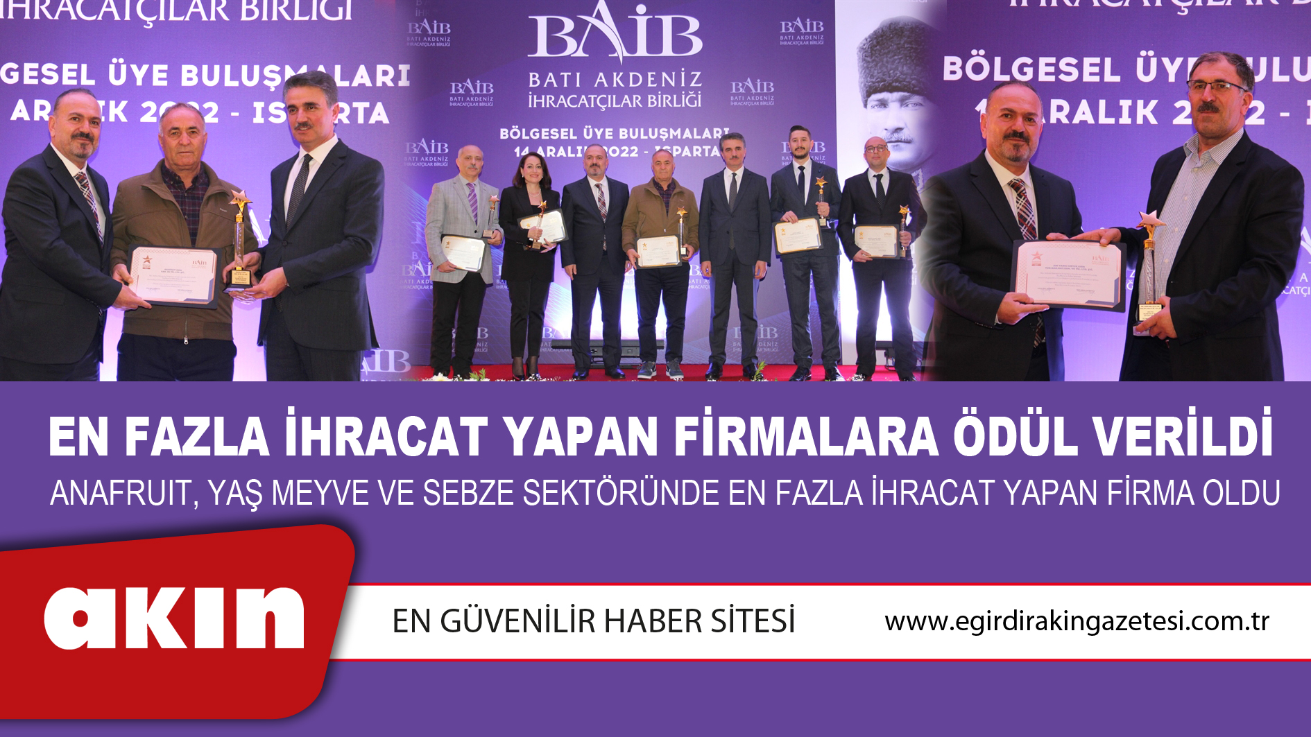 En Fazla İhracat Yapan Firmalara Ödül Verildi