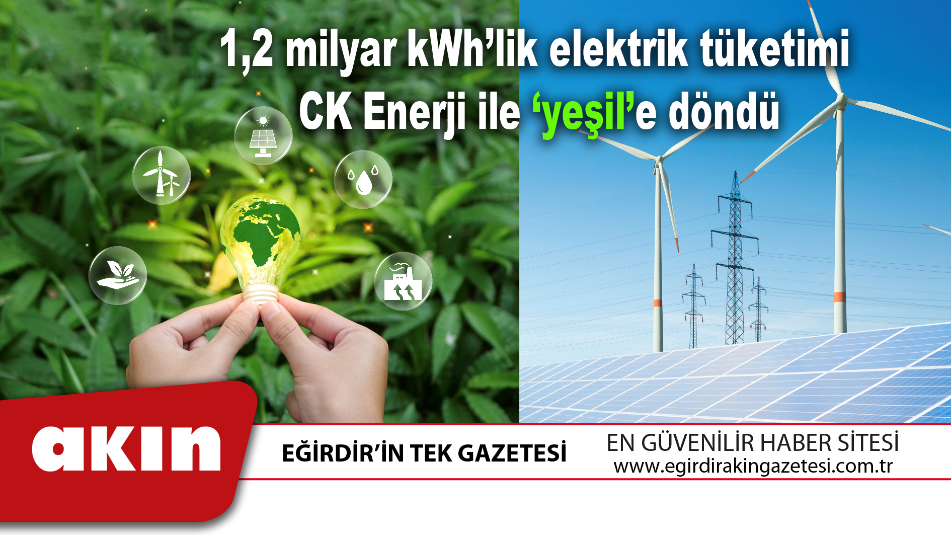 eğirdir haber,akın gazetesi,egirdir haberler,son dakika,1,2 milyar kWh’lik elektrik tüketimi CK Enerji ile ‘yeşil’e döndü