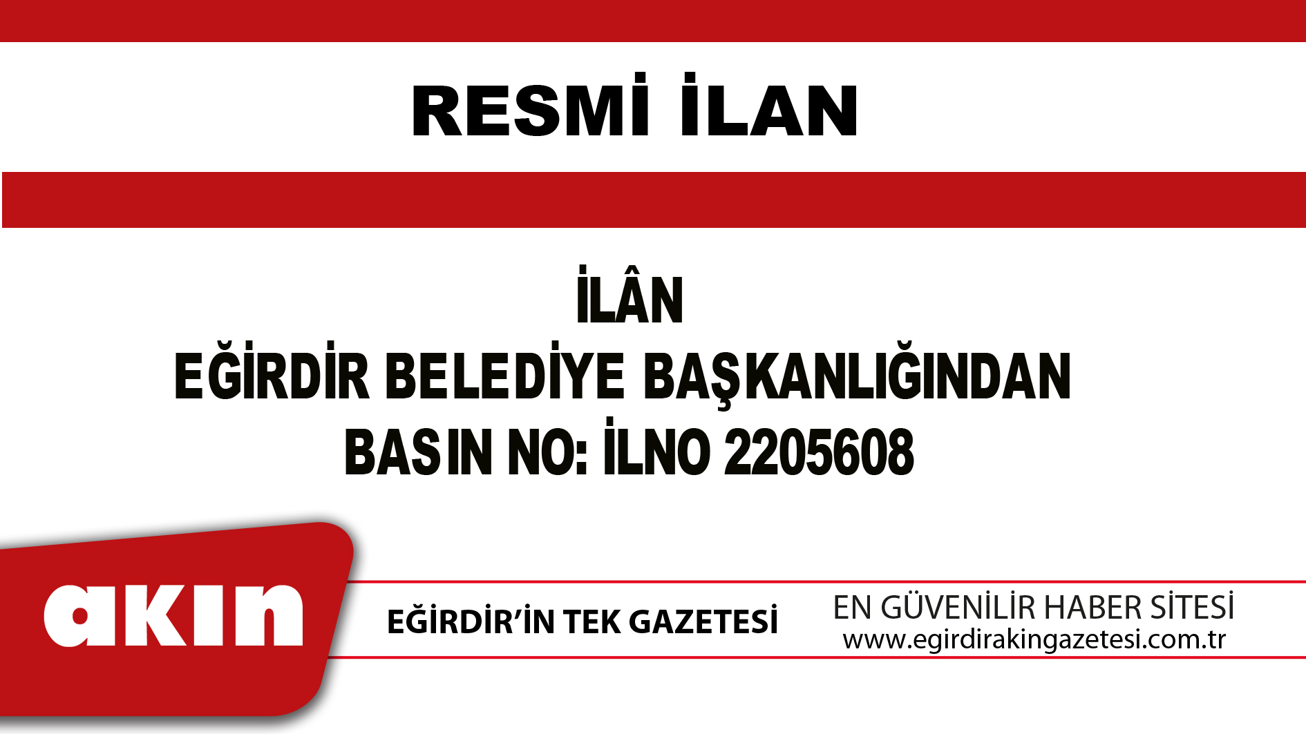 İLÂN EĞİRDİR BELEDİYE BAŞKANLIĞINDAN