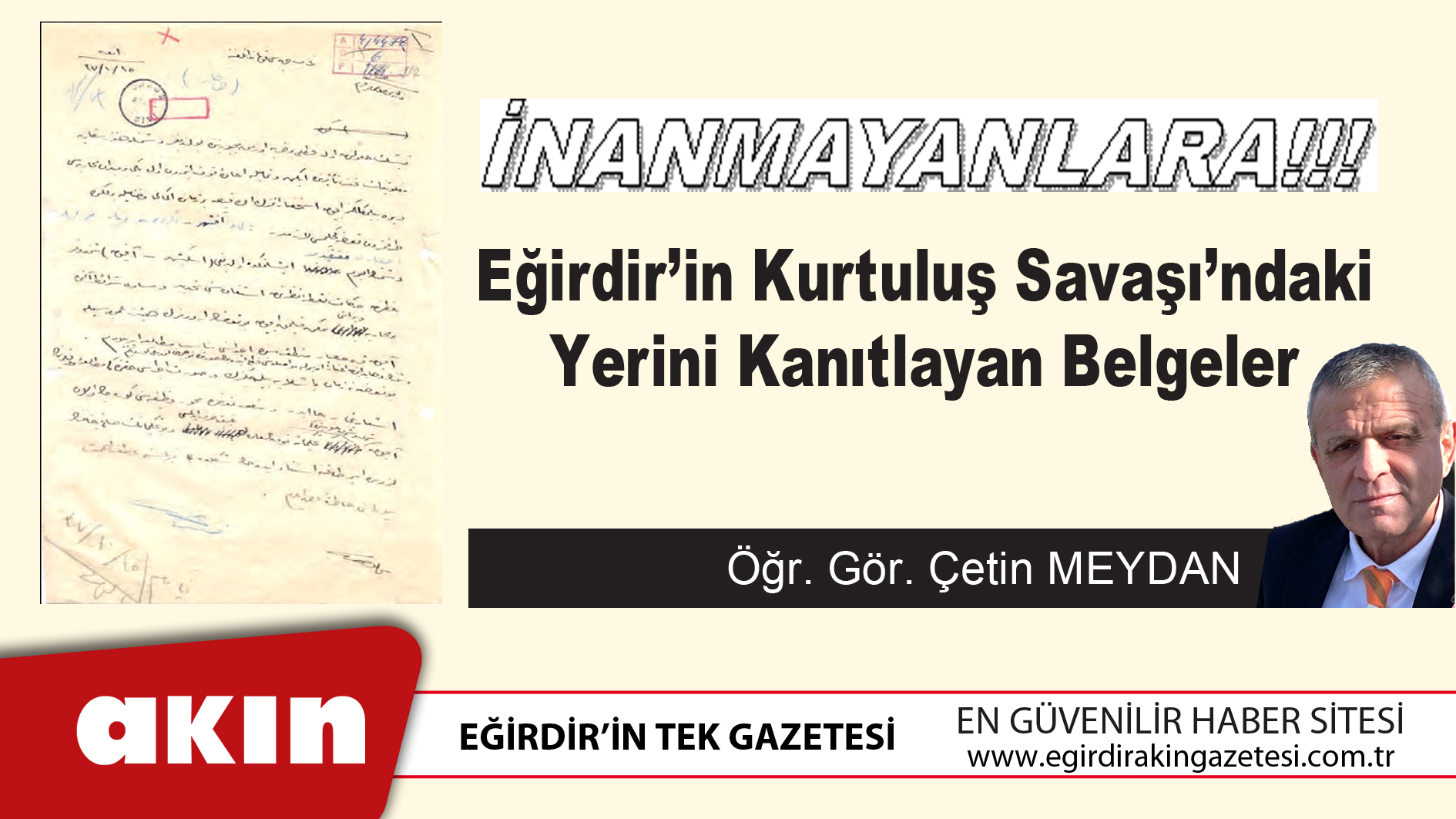 eğirdir haber,akın gazetesi,egirdir haberler,son dakika,Eğirdir’in Kurtuluş Savaşı’ndaki Yerini Kanıtlayan Belgeler