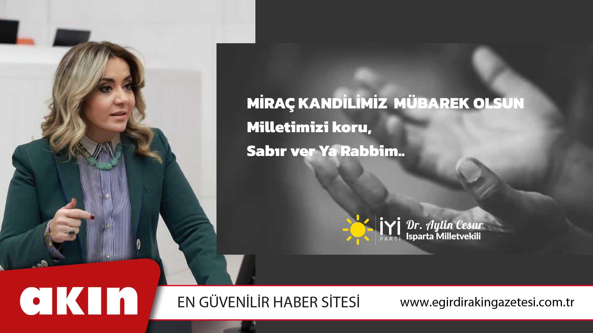 MİLLETVEKİLİ CESUR’DAN MİRAÇ KANDİLİ MESAJI