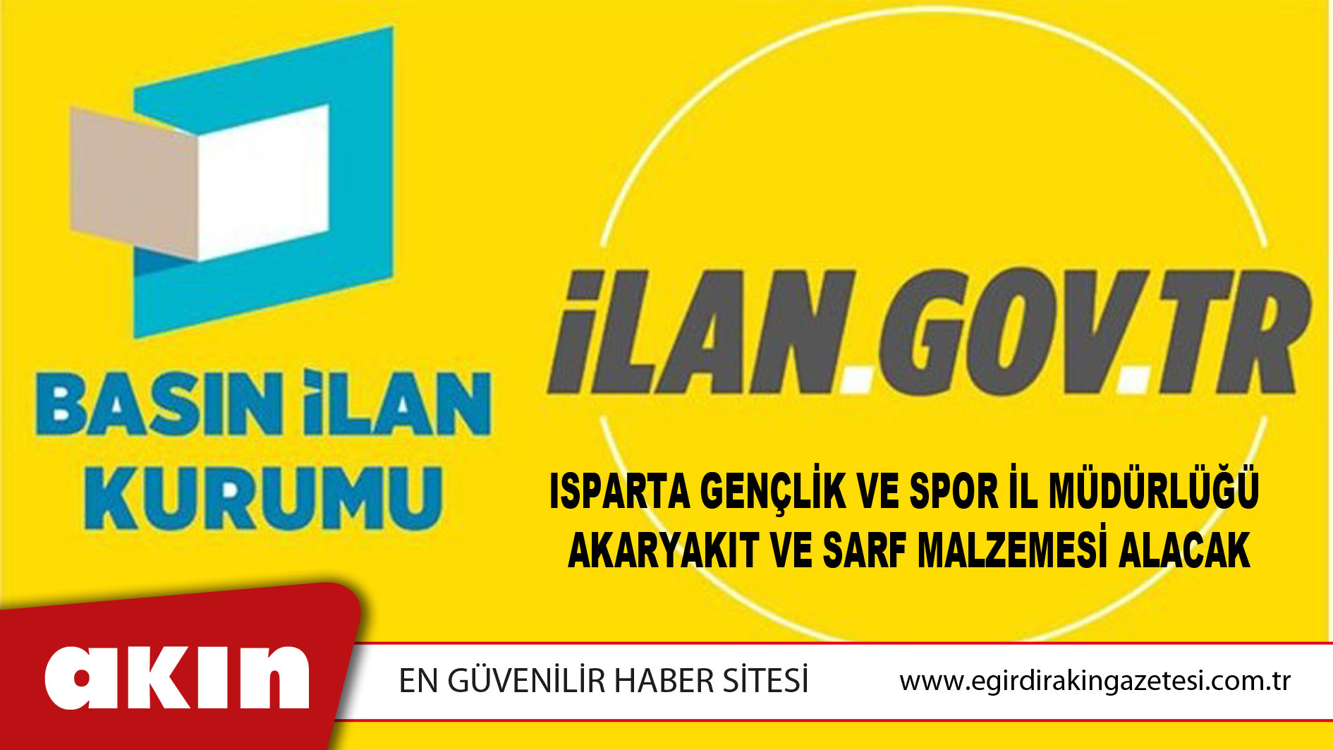 Isparta Gençlik Ve Spor İl Müdürlüğü  Akaryakıt Ve Sarf Malzemesi Alacak