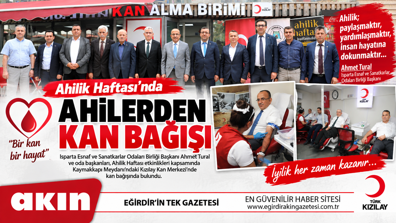 eğirdir haber,akın gazetesi,egirdir haberler,son dakika, Ahilerden kan bağışı 