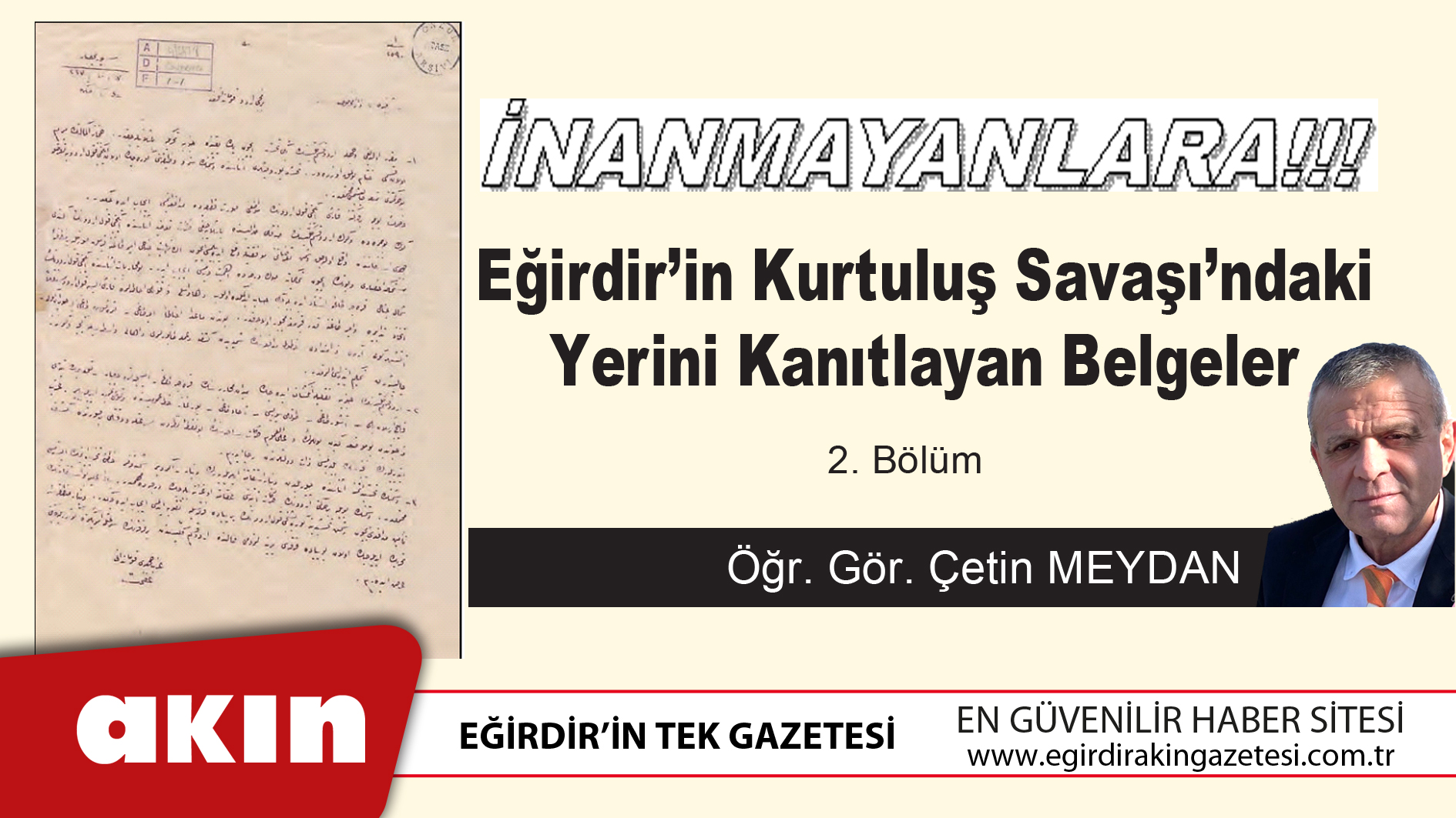 eğirdir haber,akın gazetesi,egirdir haberler,son dakika,Eğirdir’in Kurtuluş Savaşı’ndaki Yerini Kanıtlayan Belgeler