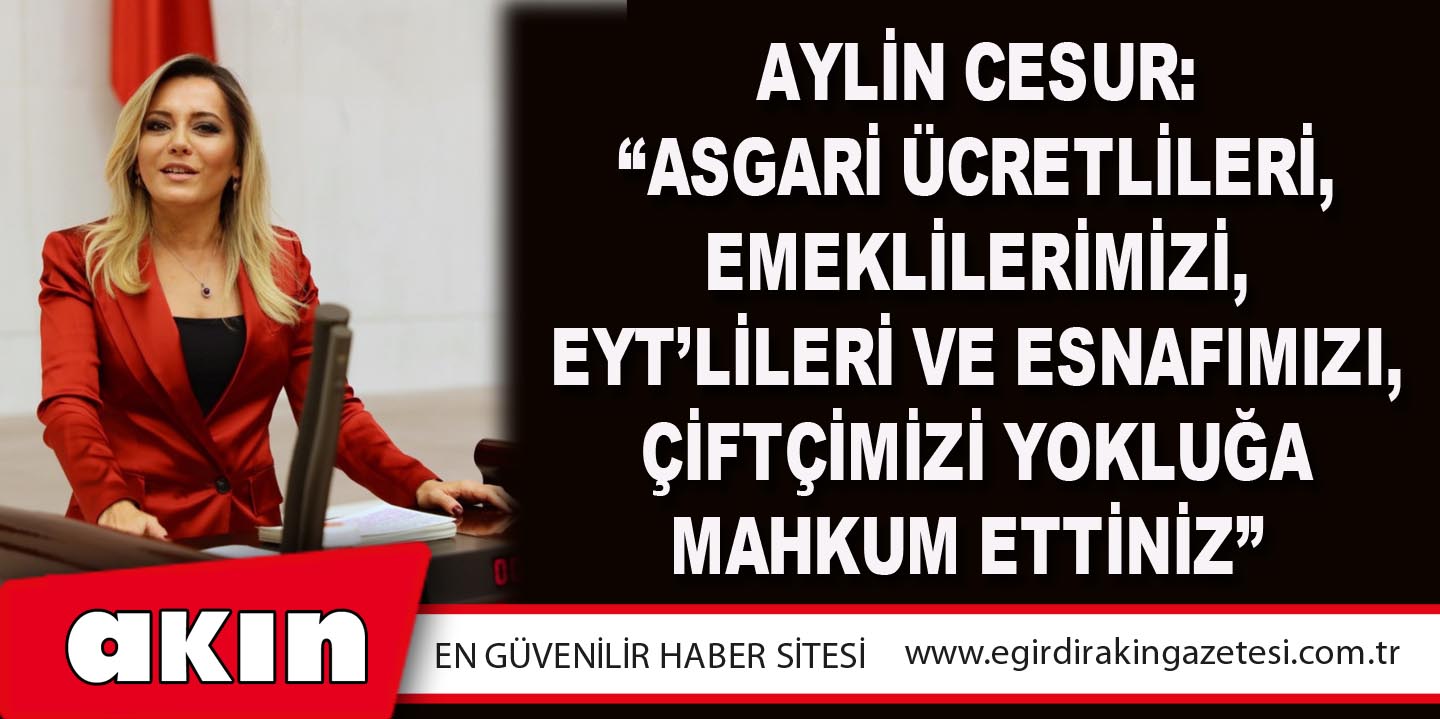 Aylin Cesur: “Asgari Ücretlileri, Emeklilerimizi, EYT’lileri Ve Esnafımızı, Çiftçimizi Yokluğa Mahkum Ettiniz” 