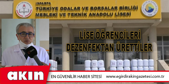 Lise Öğrencileri Dezenfektan Ürettiler