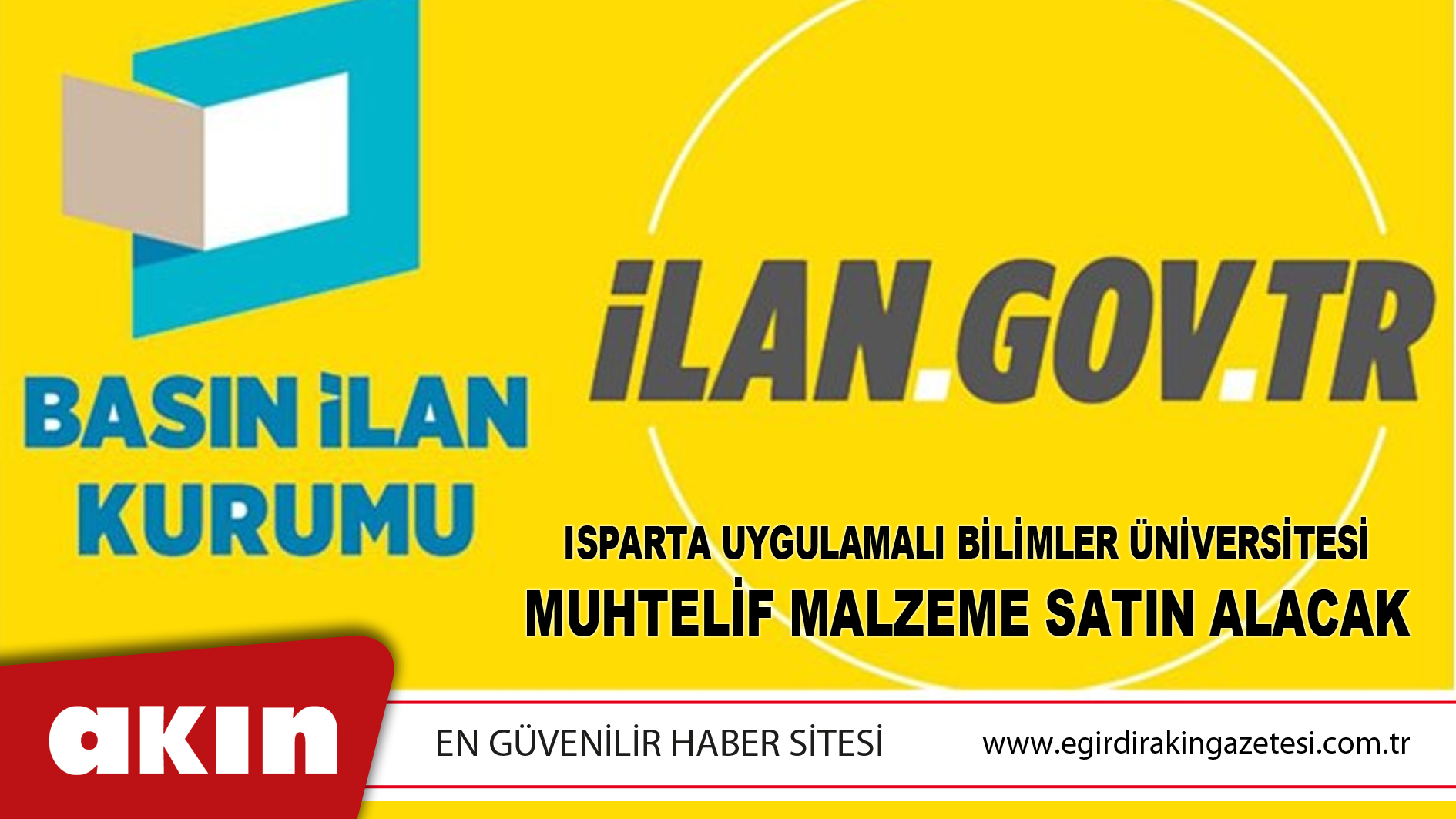 Isparta Uygulamalı Bilimler Üniversitesi Muhtelif Malzeme Satın Alacak