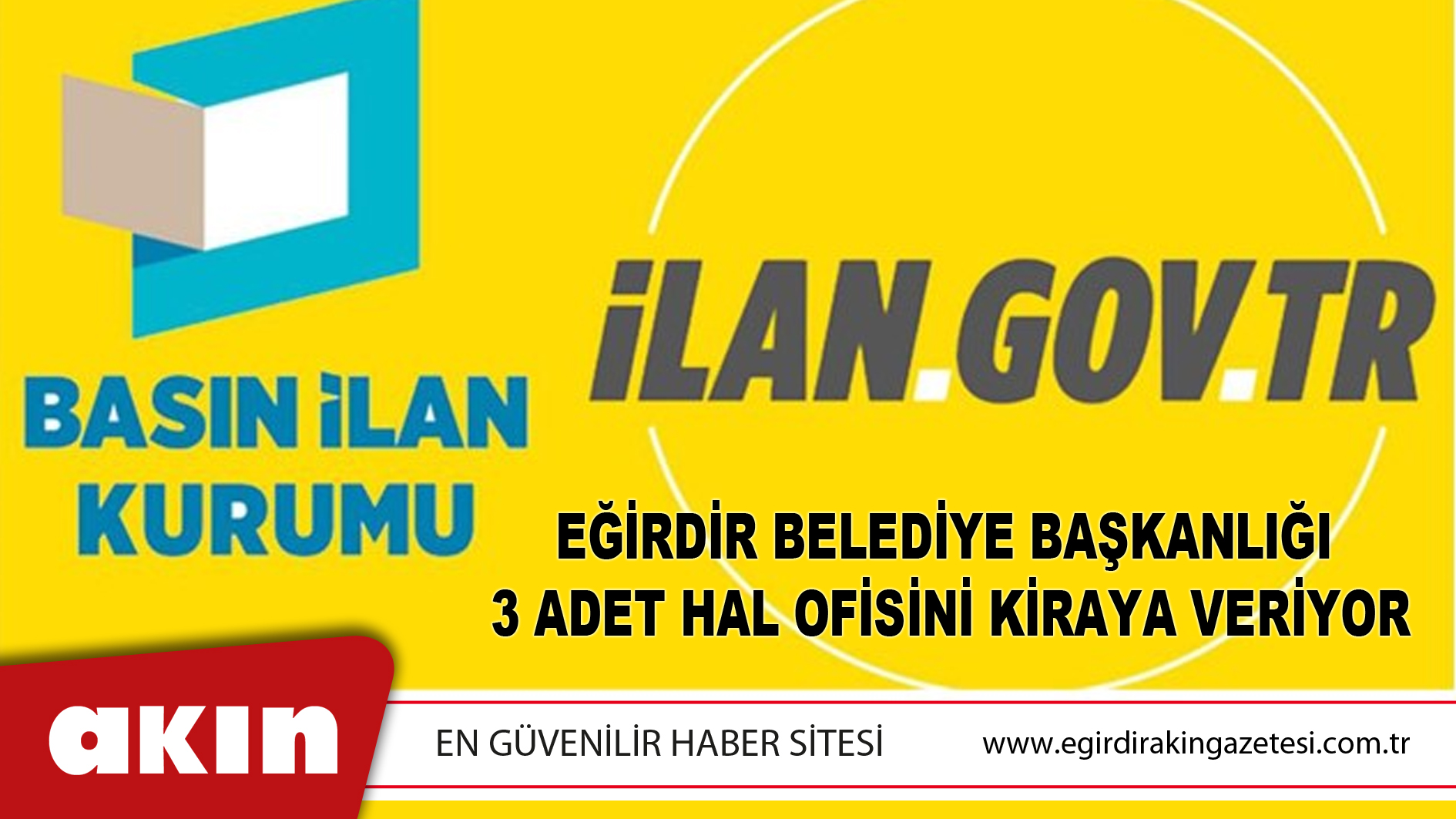 Eğirdir Belediye Başkanlığı  3 Adet Hal Ofisini Kiraya Veriyor