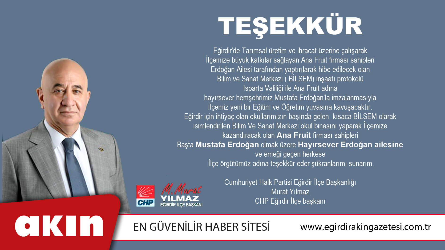 CHP'den teşekkür