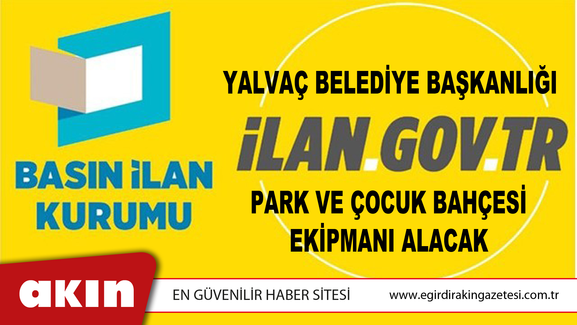 Yalvaç Belediye Başkanlığı Park Ve Çocuk Bahçesi Ekipmanı Alacak