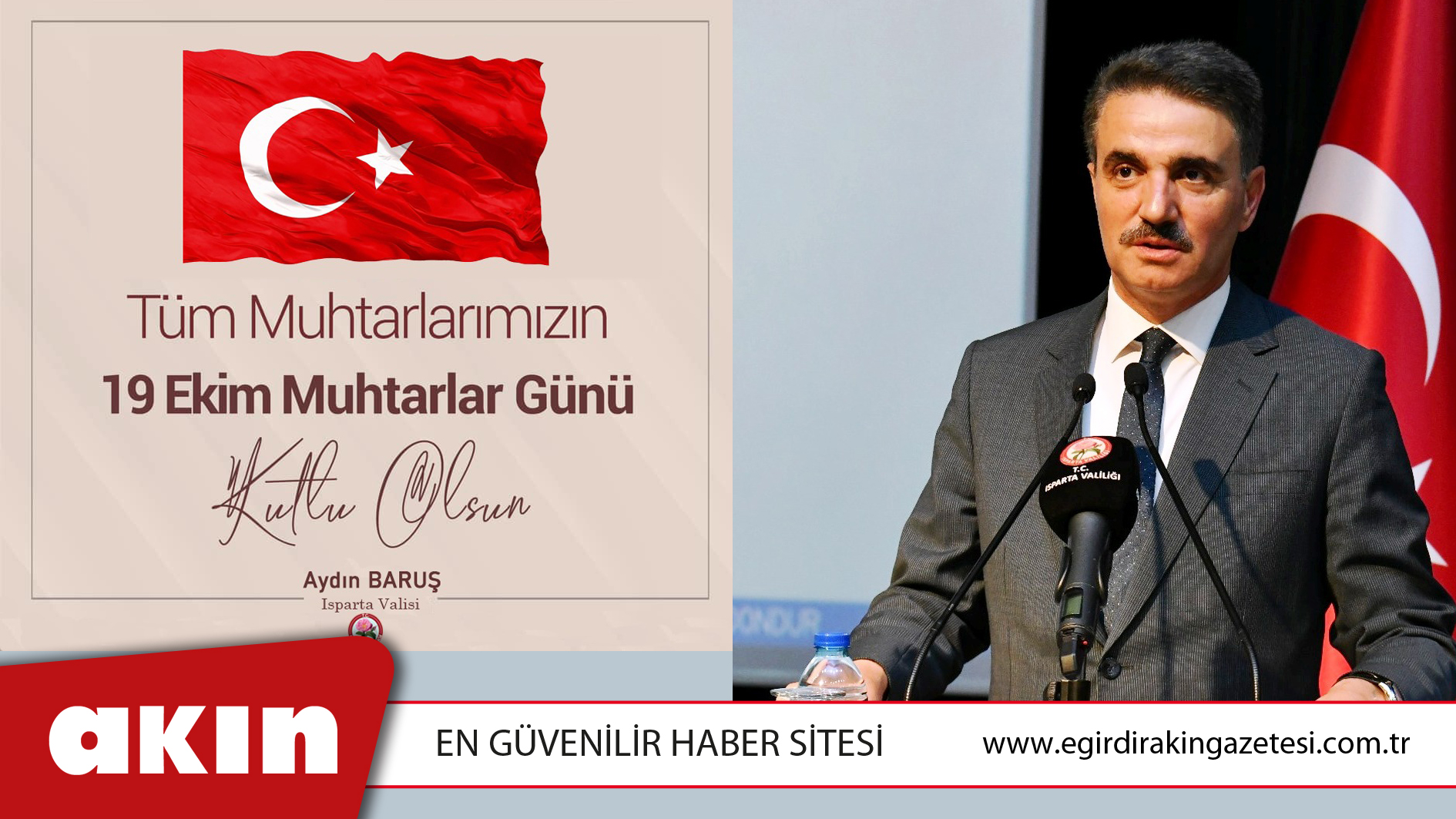 Isparta Valisi Aydın BARUŞ'un 19 Ekim Muhtarlar Günü Mesajı