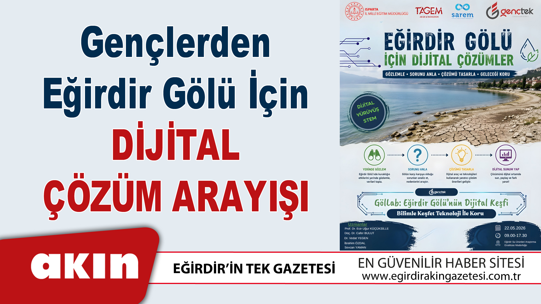 eğirdir haber,akın gazetesi,egirdir haberler,son dakika,Gençlerden Eğirdir Gölü İçin Dijital Çözüm Arayışı