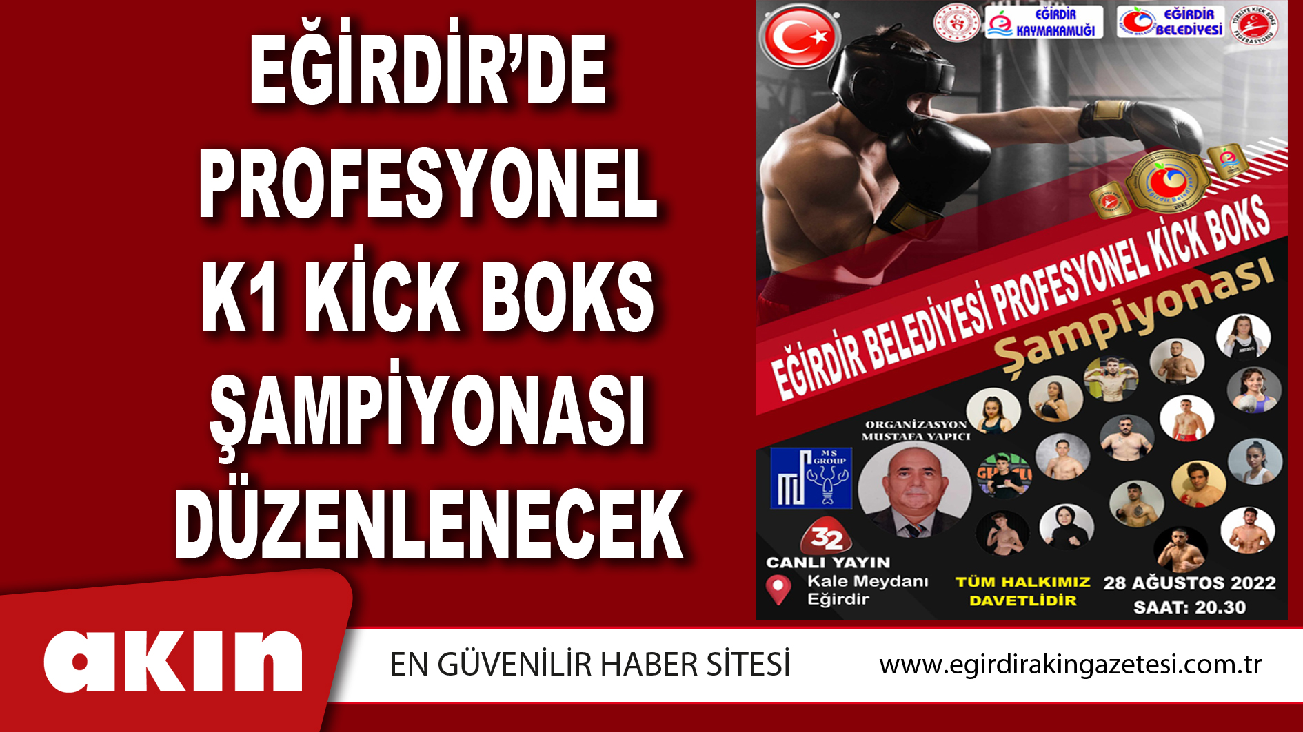 Eğirdir’de Profesyonel K1 Kick Boks Şampiyonası Düzenlenecek
