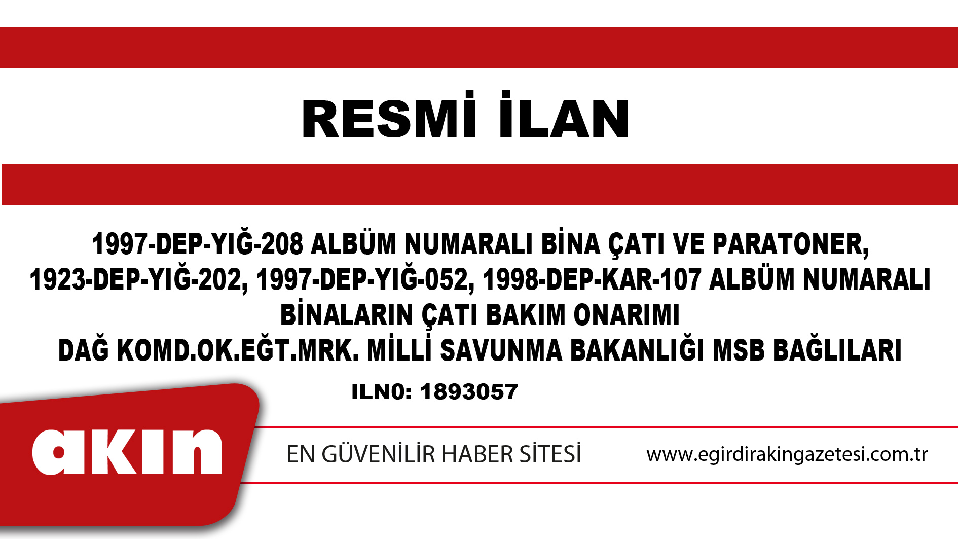 eğirdir haber,akın gazetesi,egirdir haberler,son dakika,İHALE İLANI