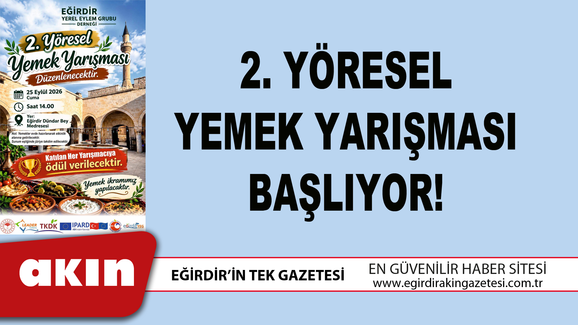 eğirdir haber,akın gazetesi,egirdir haberler,son dakika,2.YÖRESEL YEMEK YARIŞMASI BAŞLIYOR!