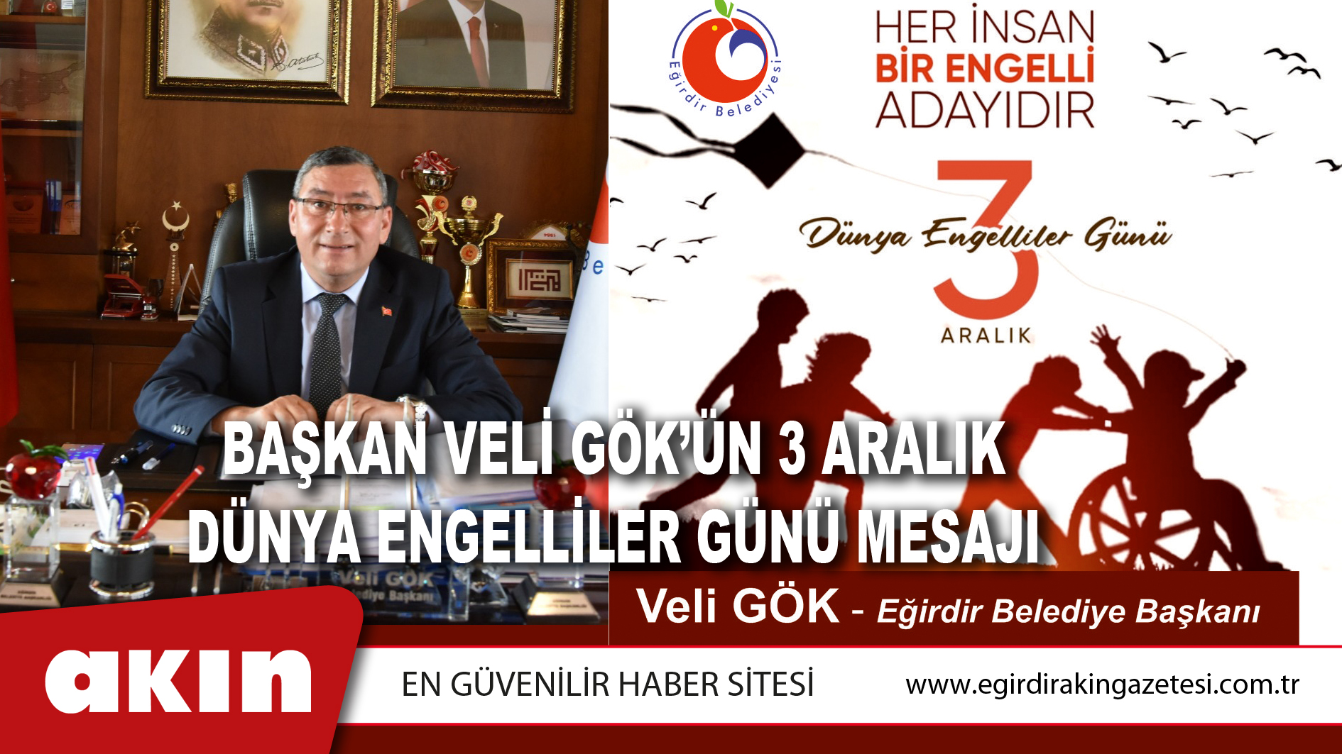 BAŞKAN VELİ GÖK’ÜN 3 ARALIK DÜNYA ENGELLİLER GÜNÜ MESAJI