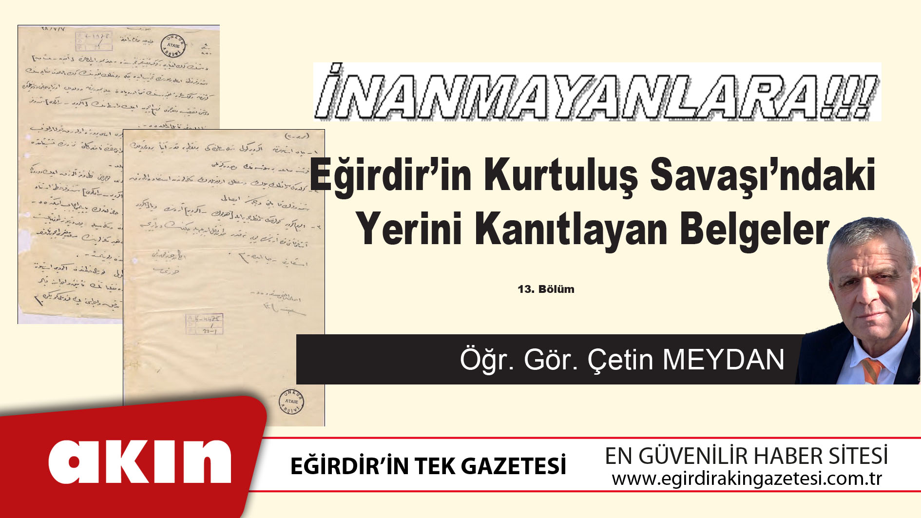 eğirdir haber,akın gazetesi,egirdir haberler,son dakika,Eğirdir’in Kurtuluş Savaşı’ndaki Yerini Kanıtlayan Belgeler