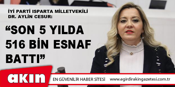 İYİ PARTİ ISPARTA MİLLETVEKİLİ DR. AYLİN CESUR: “SON 5 YILDA 516 BİN ESNAF BATTI”