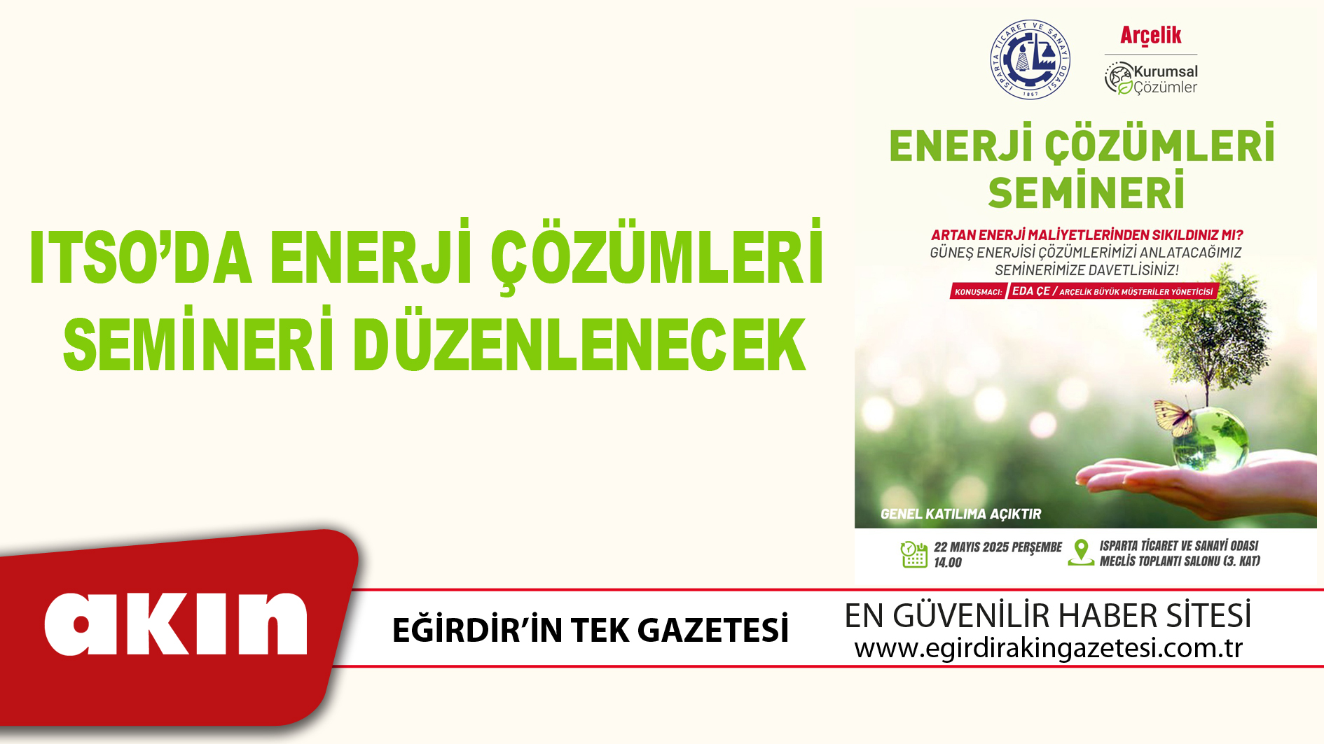 ITSO’DA ENERJİ ÇÖZÜMLERİ SEMİNERİ DÜZENLENECEK