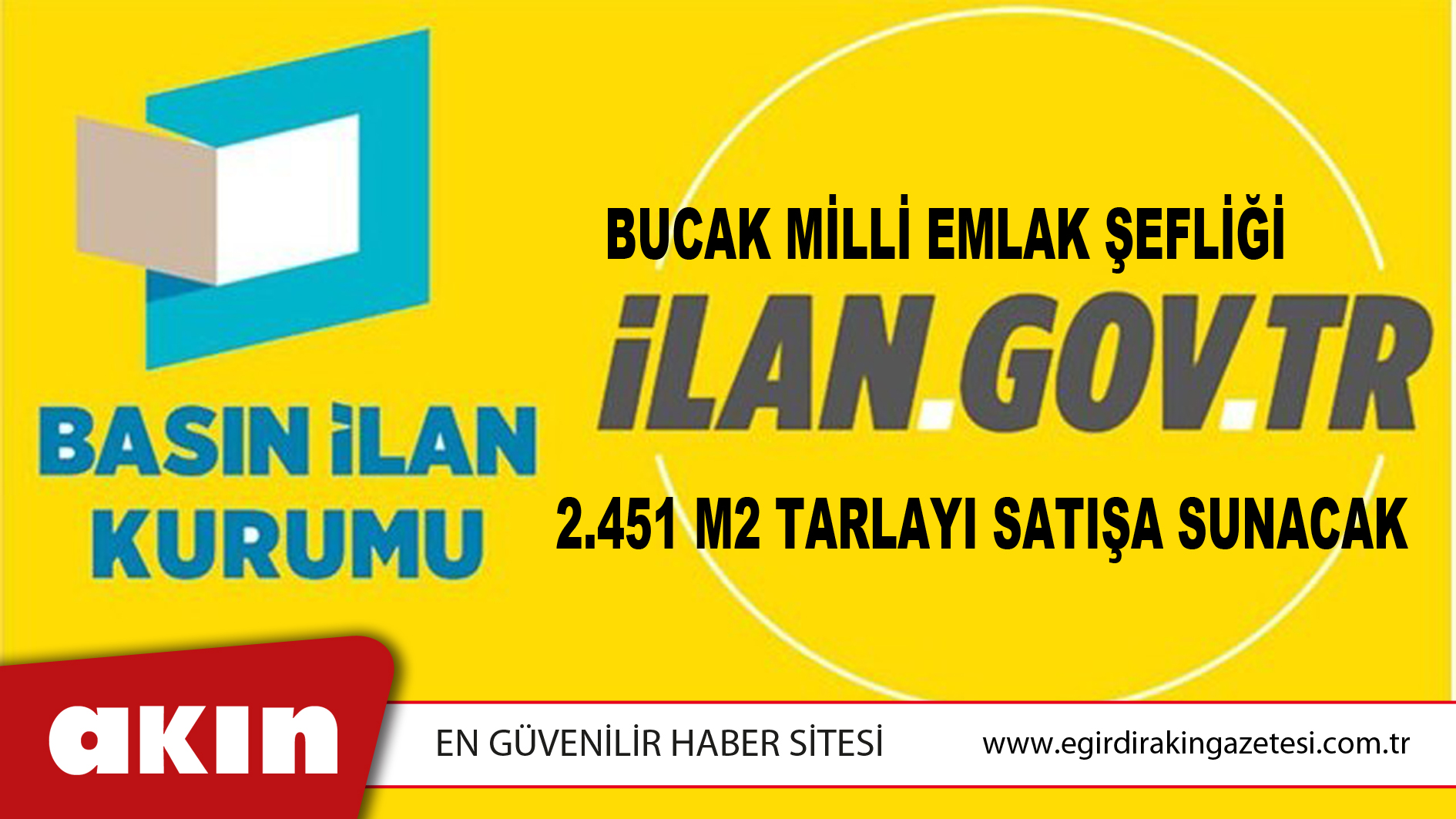 Bucak Milli Emlak Şefliği 2.451 M2 Tarlayı Satışa Sunacak