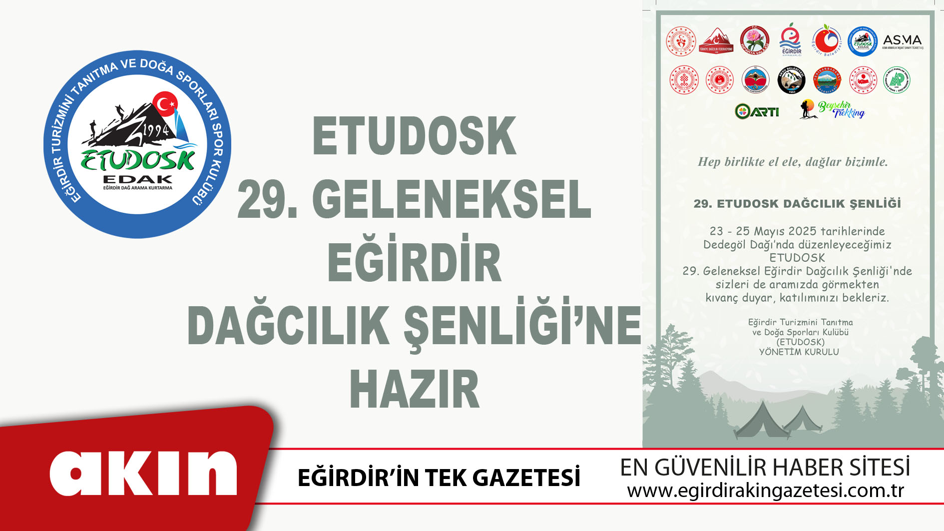 ETUDOSK 29. Geleneksel Eğirdir Dağcılık Şenliğine Hazır 