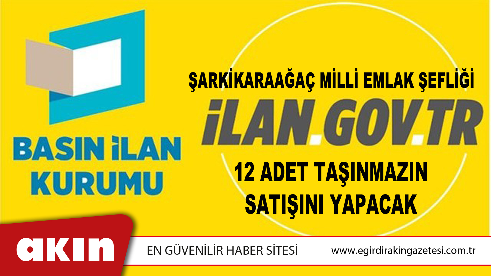 Şarkikaraağaç Milli Emlak Şefliği 12 Adet Taşınmazın Satışını Yapacak