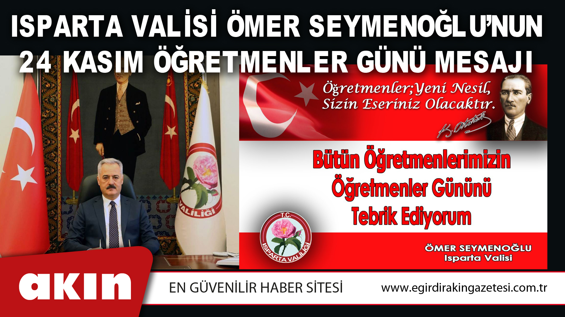 Isparta Valisi Ömer Seymenoğlu’nun 24 Kasım Öğretmenler Günü Mesajı