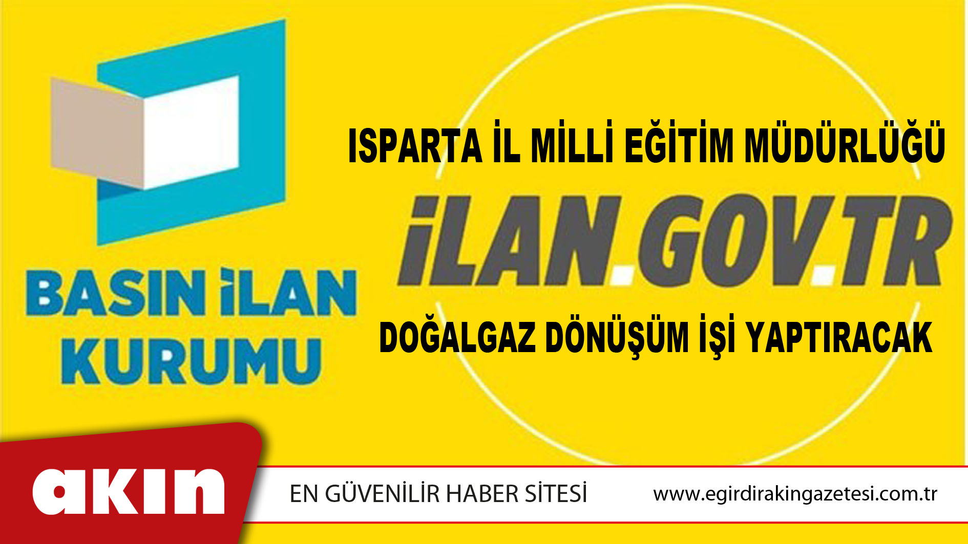 Isparta İl Milli Eğitim Müdürlüğü Doğalgaz Dönüşüm İşi Yaptıracak