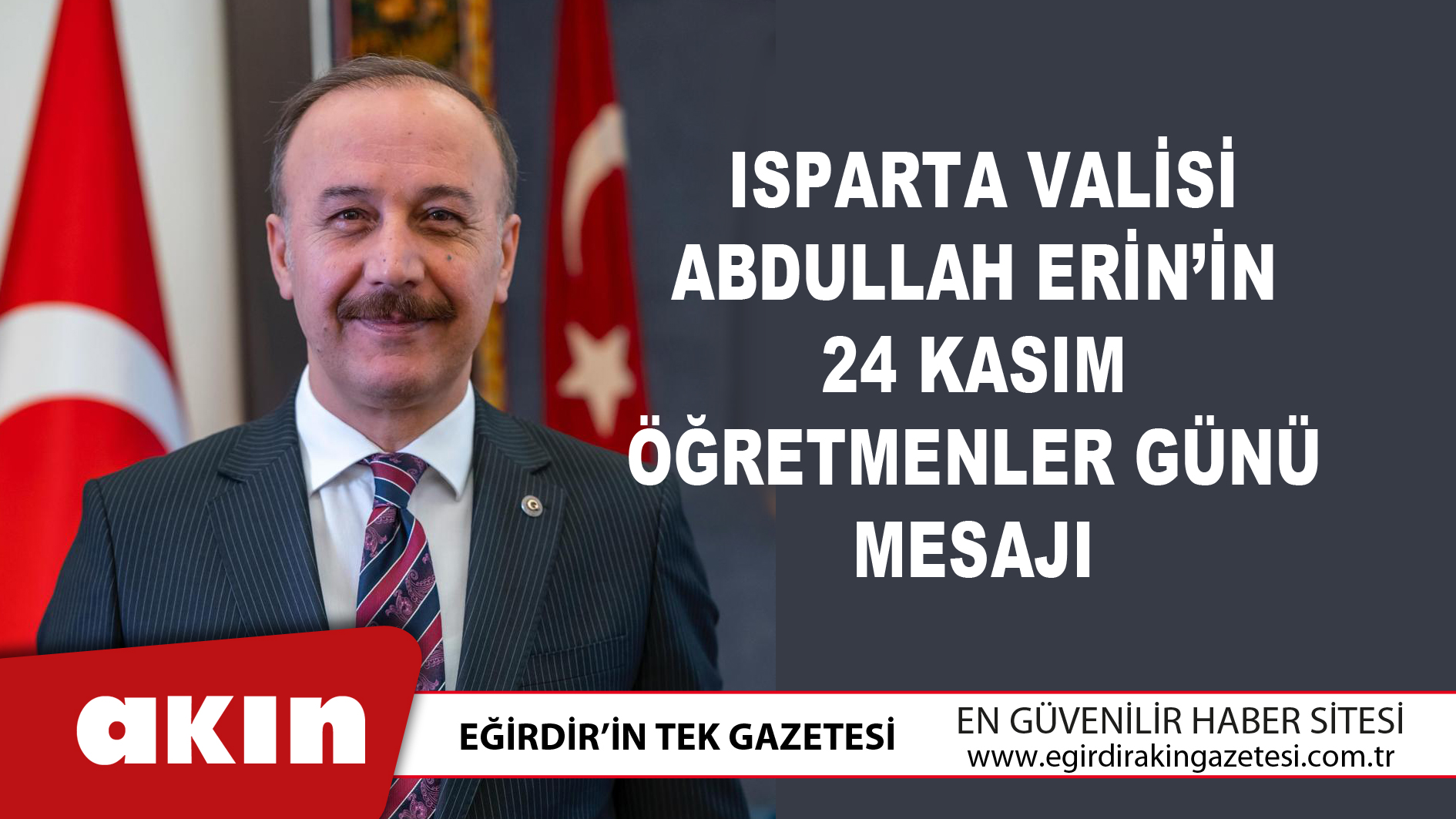  Vali Erin’in 24 Kasım Öğretmenler Günü Mesajı 